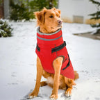 PETDSH Dog Coat Medium, Built-in Harness Dog Jacket with Warm Fleece Lining, Waterproof Reflective Dogs Winter Coat, Pet Coats with Pocket and Trash Bags (Red, Medium)