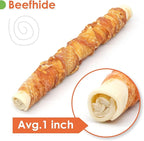 MON2SUN Dog Treats, 9 Inch Chicken Wrapped Rawhide Rolls Snacks, Teeth Cleaning and Long Lasting Chews for Medium and Large Dogs, 23.28oz (6 Count-Pack of 1)