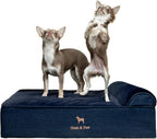 NOAH & PAW Dog Bed, 28x23x7.5 Inch, Orthopedic Dog Beds for Medium Size Pets, Eggshell Memory Foam Infused with Cooling Gel, Waterproof, Machine Washable, Includes Inner Cover (Denim Collection)