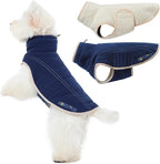ROZKITCH Reversible Dog Fleece Jacket, Adjustable Double-Sided Vest for Chilly Winter, Super Warm Fleece Sherpa Sweater with Embroidery, Plush Sweatshirt for Small Breeds DarkBlue M