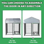 LEMBERI 4x4x4 Outside Dog Kennel with Roof for Large Dogs,Heavy Duty Welded Wire Steel Dog Playpen Fence with Secure Lock, Pet Pen with UV-Resistant Waterproof Cover (45.4''L x 50.4''W x 56.6''H)