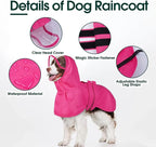 Kuoser Dog Raincoat, Waterproof Dog Jacket with Hood, Reflective Pet Rain Coat for Small Medium Large Dogs, Adjustable Lightweight Puppy Rain Gear for Outdoor Protection & Night Walks