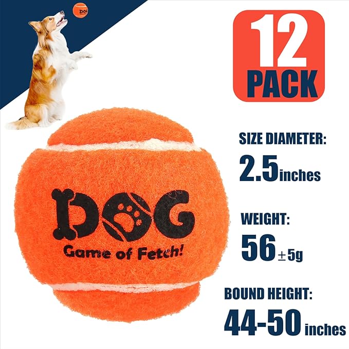AMA SPORT Tennis Balls for Dogs 12 Pack 2.5" Red Dog Tennis Balls for Puppy Small Medium Dog Toys, Designed for Dogs Floating, Water-Hunting, Fetch, Fun Playing, Daily Exercise, Mid-air Catching