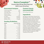 ULTIMATE PET NUTRITION Nutra Complete, 100% Freeze Dried Veterinarian Formulated Raw Dog Food with Antioxidants Prebiotics and Amino Acids, (3 Pound (Pack of 2), Beef)
