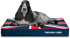 The Dog’s Bed Orthopedic Memory Foam Dog Bed, Medium Blue & Red Trim UK Center Flag, Pain Relief for Arthritis, Hip & Elbow Dysplasia, Post Surgery, Supportive, Calming, Waterproof Washable
