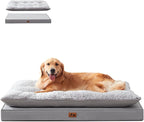 Orthopedic Dog Bed for Ctrate, Waterproof PillowTop Pet Bed for Medium Large Size Dogs, Egg-Crate Foam Dog Crate Mat with Removable Washable Cover, 2-Layers Kennel Pad 47"L x 39"W, Light Grey