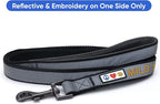 Pawtitas Personalized Dog Leash - Embroidered Custom Name & Phone Number, Reflective, 6 ft Long, Small, Black Custom Tag