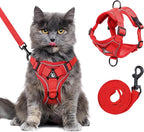 XL Cat Harness Escape Proof for Heavy Cats - Adjustable Vest Leash Set with 4 Buckles, Reflective Breathable Mesh for Extra Large Cats