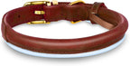 OOPSDOGGY Reflective Rolled Leather Dog Collar Adjustable Soft Padded Pet Collar for Small Medium Large Breed Dogs (Brown, XS, 8"-11")