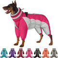 SUNFURA Full Body Dog Coat - Warm Fleece Jacket for Small Dogs, Turtleneck Winter Coats with Harness, Reflective Dog Snowsuit Windproof Puffer Jackets with Legs for Chihuahua, Yorkie, Hot Pink XS