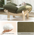 CHEERHOME PETS Elevated Cat Bed Wooden with Cushion Fluffy Pet Couch Sofa for Indoor Cats Raised Kitty Lounge Chair Suitable for Puppy, Cat Furniture(Green)