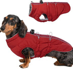 Medium Dog Coat Dog Winter Jacket,Warm Zip Up Snowsuit Dog Harness Vest Reflective Water-Resistant Dog Coat Dog Snow Jacket for Medium Dogs Jack Russell, Mini Schnauzer, Red