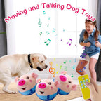 Interactive Dog Ball - Self Moving Plush Pet Toy with Music & Remote Control - Keeps Small/Medium/Large Dogs Busy (Blue Pig)