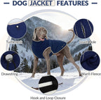 ROZKITCH Reversible Sherpa Dog Sweater, Lightweight Polar Fleece Sweater with Embroidery, Adjustable Double-Sided Plush Sweatshirt for Large Breeds DarkBlue 3XL