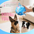 Size 2 Blue Dog Soccer Ball with Straps Eye-Catching Bone and Paw Print Design, Ultra-Durable Training Ball for Pets Interactive Outdoor Dog Toy, Perfect for Small to Medium Puppies