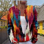 HOTYD Aztec Print Cardigans Sweaters for Women Crewneck Graphic Button Cardigan Casual Chunky Knit Sweater Fall Outfits