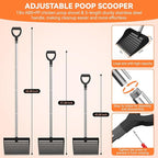 Chicken Poop Scooper & Rake 2-in-1, Pooper Scooper with 13in Wider PP Head & Adjustable Stainless Steel Handle, 33''-69'' Sand Sifting Shovel Litter Scooper for Chicken Coop/Small Farm Animals, Black