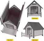 Dog House Outdoor, Insulated Dog Kennel Outside for Large Breed, 50.87" L Weatherproof Large Dog Shelter with Anti-Chewing Iron Frame (White, 45" D x 32.9" W x 32.6" H)