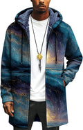 LIZALIG Long Hooded Cardigan Men Japanese Art Style Fashion Cool Graphic Coats Winter Warm Lined Fleece Jacket