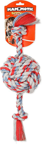Mammoth Pet Products Flossy Chews Multi Color Monkey Fist Ball with Rope Ends - Premium Cotton-Poly Rope Tug Toy for Dogs - Interactive Dog Tug Toy - Heavy Duty Dog Toy with Rope Ball for Big Dogs - Jumbo, 20” - Assorted Colors