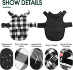 Kuoser Dog Winter Coat, Windproof Dog Fleece Jacket British Style Plaid Cold Weather Doggie Vest Coats, Reversible Cozy Warm Pet Clothes Apparel for Large Size Dogs L