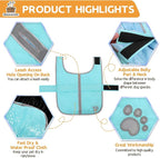 Queenmore Winter Coat, Fleece Puffer Down Vest, Cold Weather Pet Jacket, Waterproof Reflective Reversible Sweater Clothes for Small, Medium and Large Dogs (Light Blue, S)