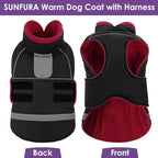 SUNFURA Small Dog Coat, Warm Dog Winter Coat, Adjustable Pet Jacket with Leash Hole, Waterproof Pet Snow Jacket Puppy Sweater Coats, Black XS