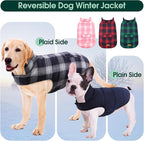 Kuoser Dog Winter Coat, Reversible Dog Jacket, Warm Doggie Coat British Style Puppy Cold Weather Coats, Windproof Pet Clothes for Extra Large Dogs Blue XXXL