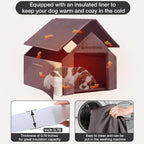 Dog House Outdoor, Chew-Proof Metal Frame Dog Kennel Shelter for Large Breeds,Weatherproof (Grey-I, Large)
