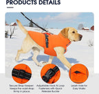 IECOii Coats for Dogs - Reflective, Adjustable & Windproof, Dachshund Jacket for Winter, Fall, and Spring, Waterproof & Cozy Fleece Lined Snow Vest with Easy-On Buckles, Orange, Size M