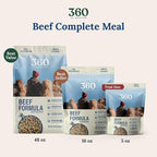 360 Pet Nutrition Freeze-Dried Raw Dog Food – Beef Recipe with Liver & Organs, High Protein with Omega-3s, Fruits, Veggies & Superfoods, Grain-Free, No Fillers, 3 lb – Made in USA