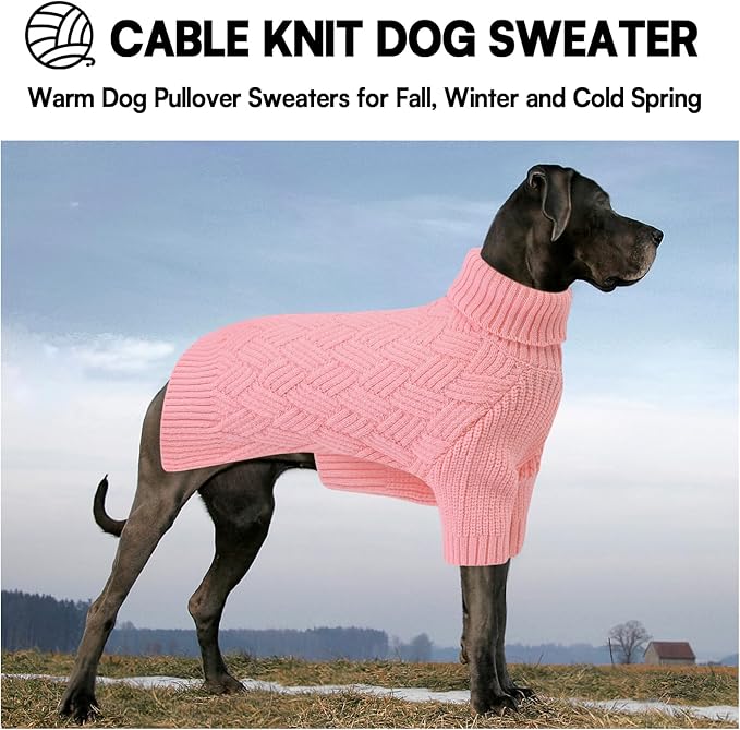 KOESON XXL Dog Sweater for Large Dogs, Extra Large Dog Christmas Sweater, Thick Warm Xmas Sweaters for Big Dogs, Pet Winter Apparel for Labrador, Golden Retriever, Doberman, Pitbull, Pink, XXLarge