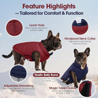 QBLEEV Reversible Dog Coat for Small Dogs, Waterproof Windproof Winter Jacket Keeps Small Breeds Warm & Dry, Lightweight Adjustable Puffer Vest with Leash Hole, Wine Red, XS – Fits Chihuahua, Yorkie