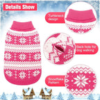 KOOLTAIL Cable Knit Dog Sweater Turtleneck, Cold Weather Pullover Classic Knitwear, Snowflake Pattern Thick Warm Winter Pet Clothes, Dog Christmas Sweater for Small Medium Large Dogs Girl, Pink SM