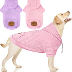 2 Pack Dog Hoodie Sweaters for Small Medium Dogs Warm Dog Clothes for Large Dogs Soft Waffle-Like Laminated Sweatshirt Bulldog (Pink+Purple, XL (Back: 23.5",Chest: 32.5", Neck: 21"))