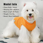 KYEESE 2Pack Waffle Dog Shirts for Small Dogs Stretchy T-Shirts Lightweight Tank Top Sleeveless Striped Shirt Vest Breathable Cat Shirt, X-Large, Orange+Striped