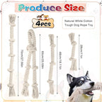 4 Pcs Rope Dog Toys White Tough Rope Toy Natural Cotton for Aggressive Chewers Interactive Knot Toys for Large Dog Tug of War Heavy Duty Pet Supplies Teeth Cleaning
