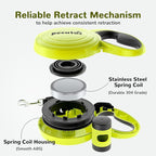 Pecute 32ft Retractable Dog Leash with Reflective Strips, One-Button Control & Sturdiness Nylon Material, Long Leash Retractable with Poop Bag Holder for Medium Large Dog
