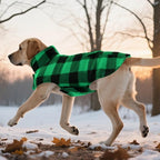 ASENKU Dog Winter Coat, Fleece Doggie Jacket Plaid Reversible Vest Waterproof Windproof Cold Weather Clothes for Small Medium Large Dogs (M, Green)