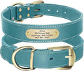 Didog Genuine Leather Dog Collars with Engraved Nameplate, Personalized Soft Leather Dog Collar with Custom ID Tag, Brown/Green/Red for Medium Large Dogs (XXL,Blue)
