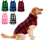 ASENKU Dog Winter Coat, Fleece Doggie Jacket Plaid Reversible Vest Waterproof Windproof Cold Weather Clothes for Small Medium Large Dogs(L,Red)