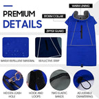 ROZKITCH Great Dane Clothes, Waterproof Dog Rain Jacket with Fleece Liner and Leash Hole Reflective Strip for Extra Large Dog, Windproof Adjustable Poncho Vest for Outdoor Hiking Travel Blue 3XL
