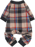 SCENEREAL Fall Dog Pajamas for Small Medium, Thanksgiving Puppy Sweater, Soft and Warm Pet Clothes, Onesie Outfits for Doggie Winter, Thanksgiving Christmas Jammies Pjs, Brown