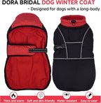 DORA BRIDAL Dachshund Coat, Fleece Lined Dog Winter Coat, Warm Dog Coats with Reflective Strips, Adjustable Waterproof Pet Jacket Clothes, L