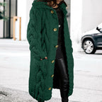 LOAIHA Women Chunky Cable Knit Long Sleeve Cardigan Fall Winter Trendy Oversized Button Down Sweaters Outerwear with Pocket