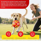 Size 2 Dog Soccer Ball with Straps Durable Training Ball for Pets Interactive Outdoor Dog Toy, Red & Yellow, Paw Prints Design, for Small to Medium Puppies, Pet Supplies