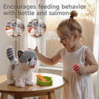 OR OR TU Walking Toy Cat with Remote Control Leash, Plush Cat Electronic Interactive Toys for Kids, Shake Tail, Licking, Pretend Dress Up Realistic Stuffed Animal Cat Age 3 4 5 6+ Years Old Best Gift