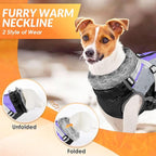 SlowTon Dog Jacket with Harness Built in - Waterproof Fleece Winter Warm Dog Coats for Small Medium Dogs, Reflective Adjustable Furry Puppy Vest Clothes for Outdoor Walking (PU, L)