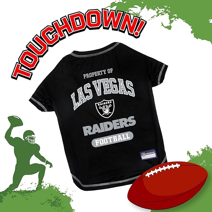 NFL Raiders Dog T-shirt Small. - Licensed Shirt for Pets Team Colored with Team Logos- Premium Stretchable Materials for the comfort of your Dog & Cat