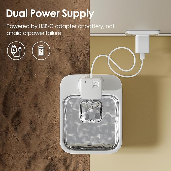 6 Pack Pet Water Fountain Replacement Filters, for 135 oz/4 L Cat Water Fountain Cordless, 6 Months Set of Ultra Quiet Pet Dispenser Stainless Steel, White 6 Count